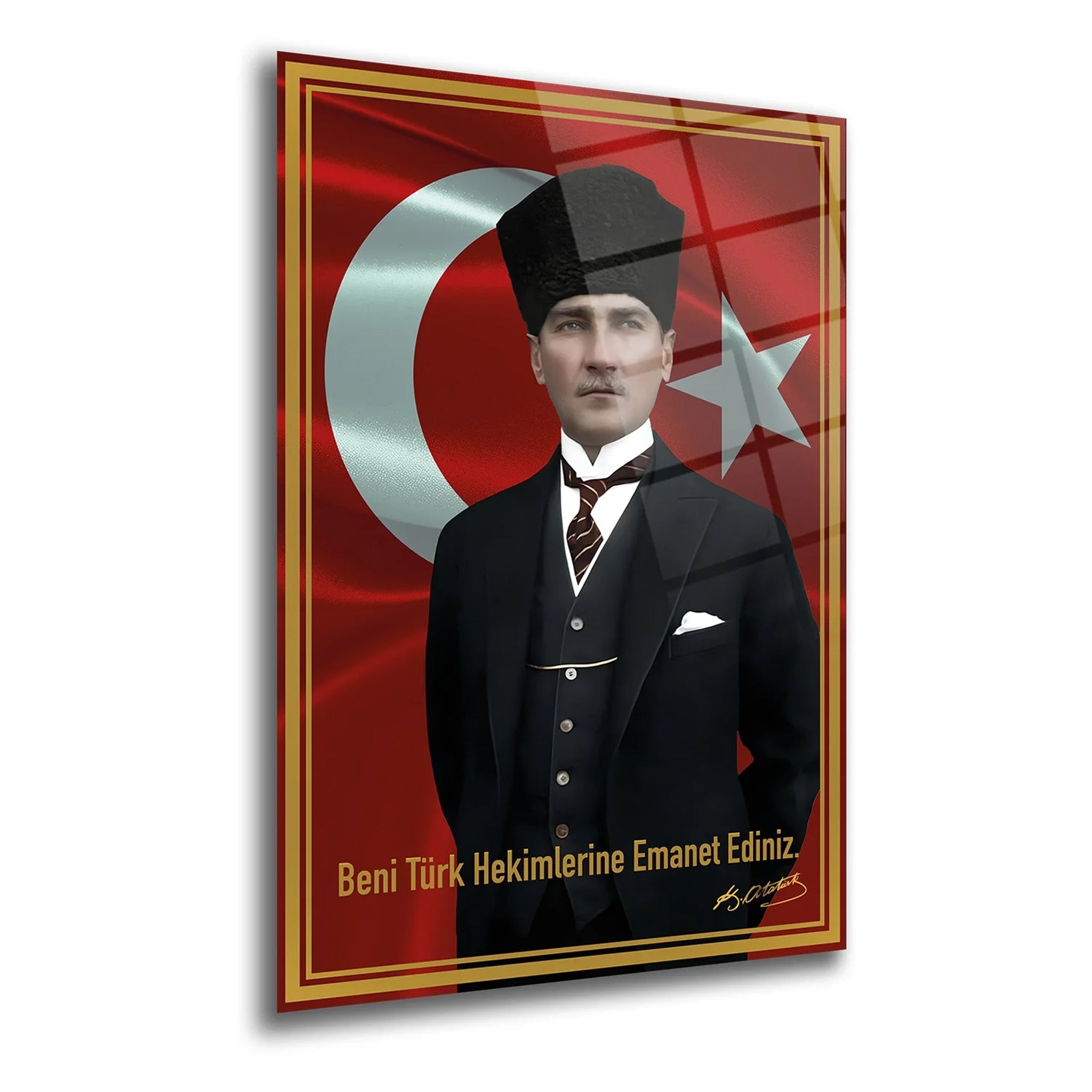 Beni Türk Hekimlerine Emanet Ediniz Atatürk Cam Tablo