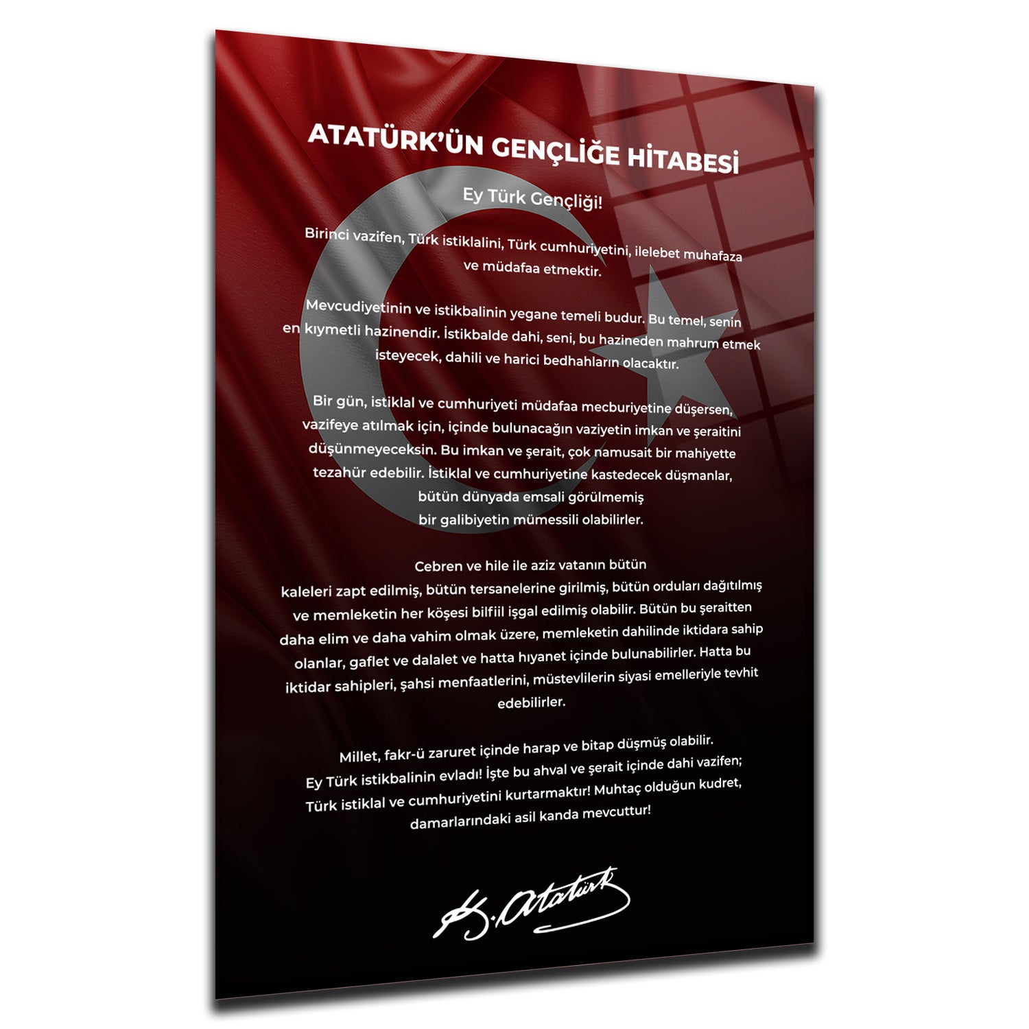 Atatürk'n Gençliğe Hitabesi Cam Tablo