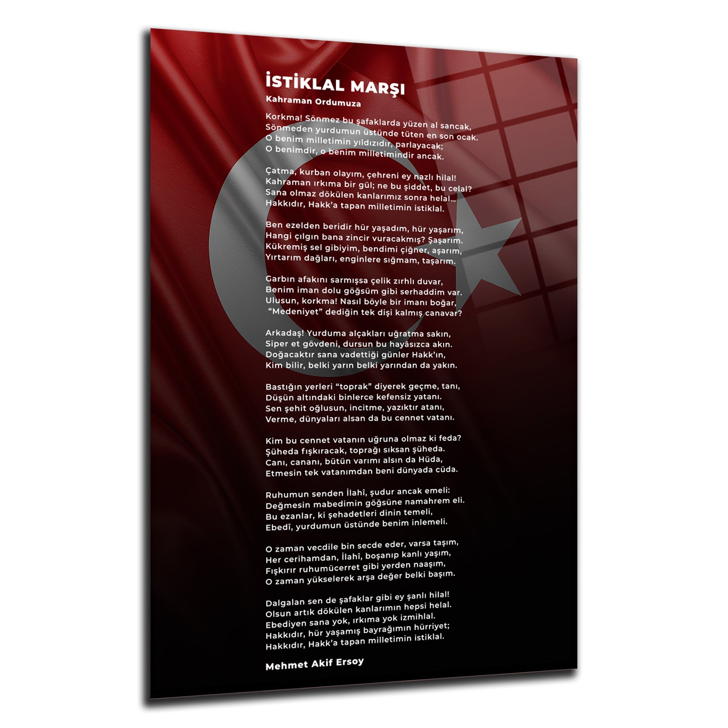 İstiklal Marşı Cam Tablo