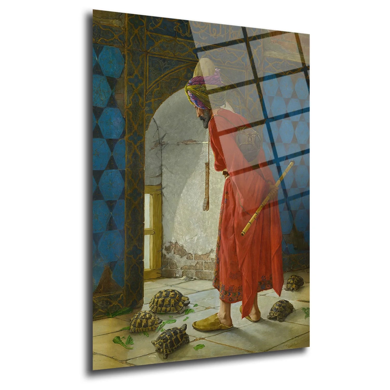Kaplumbağa Terbiyecisi Cam Tablo – Osman Hamdi Bey Eseri
