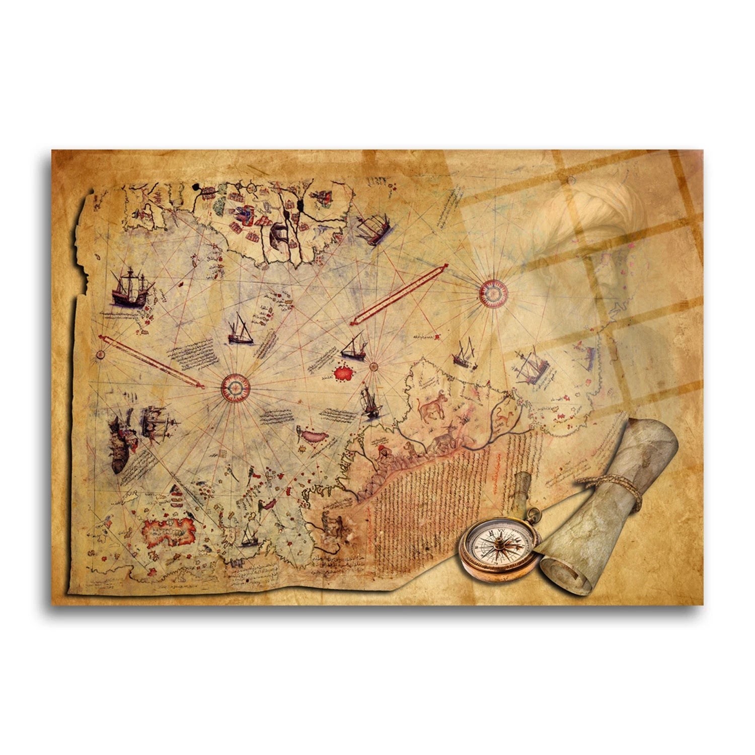 Piri Reis Haritası Cam Tablo