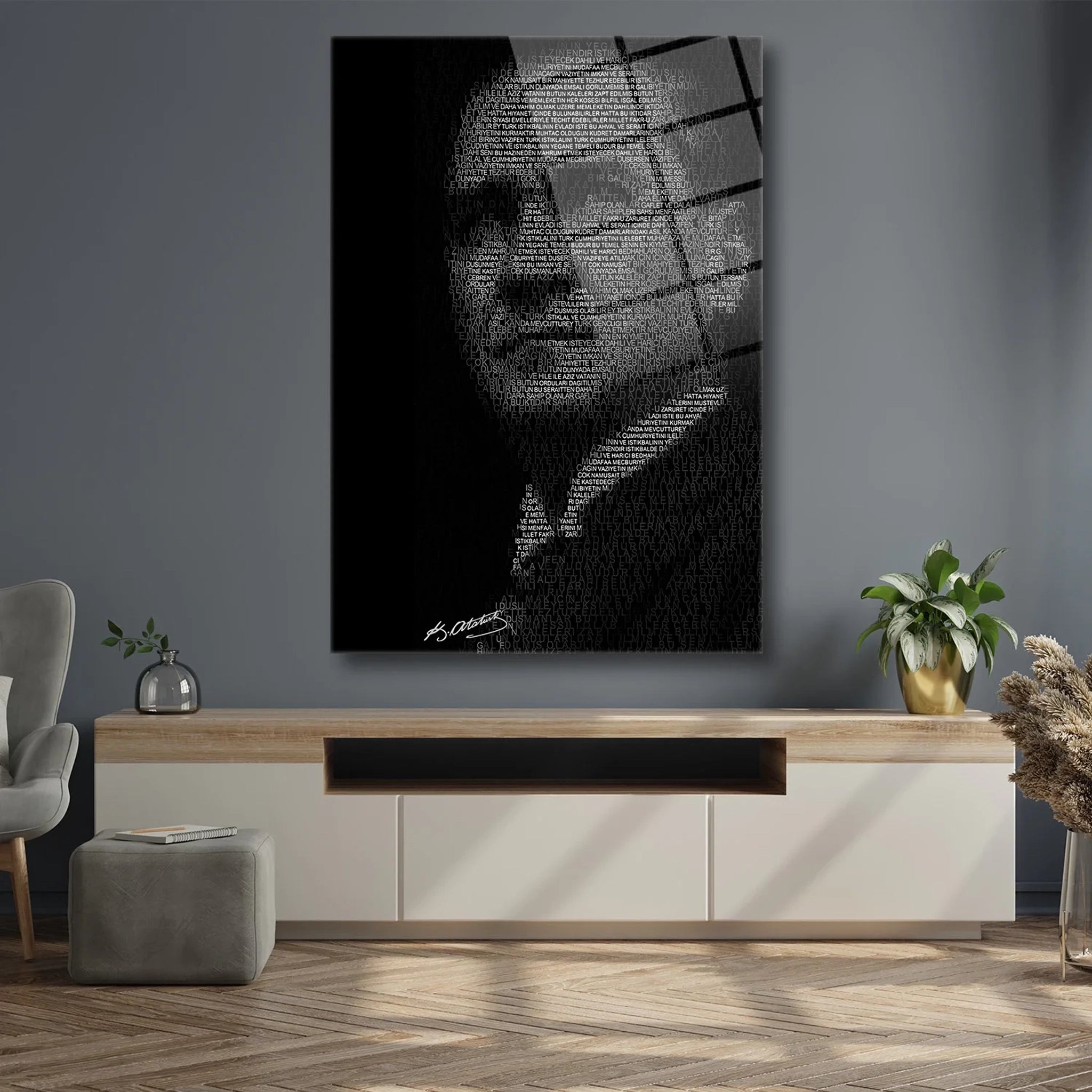 Yazı Sanatı Atatürk Cam Tablo - LightArt